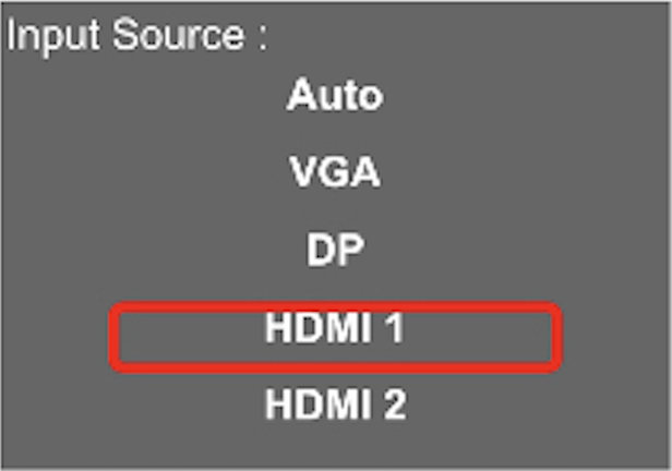 HDMI 1 in the input source menu